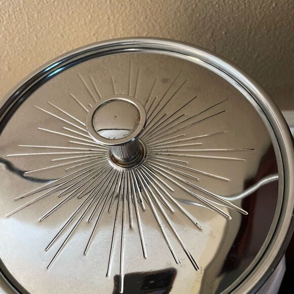 Vintage MCM Starburst Silver Metal Atomic Ice Bucket - Picture 15 of 16